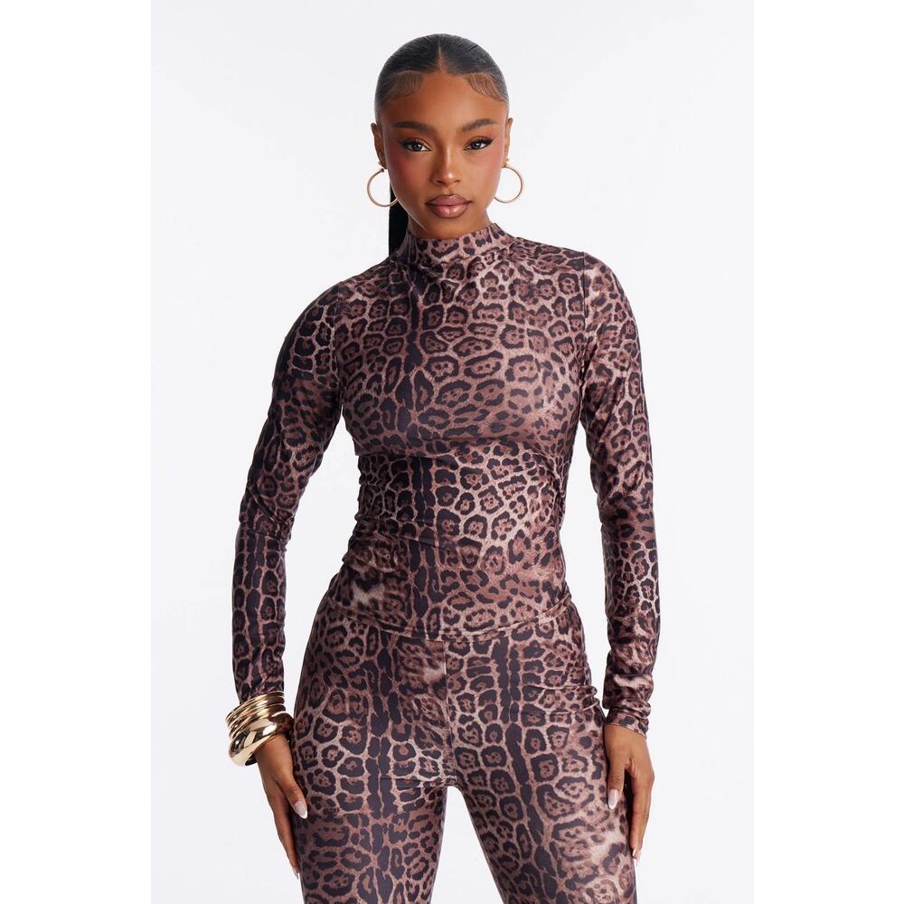 NWT Elise Leopard Capri Pant Set - Brown/combo Large New Body Cover Style Party